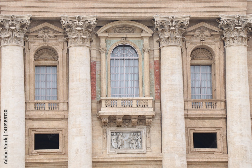 St. Peter's Basilica Facade Detail in Rome