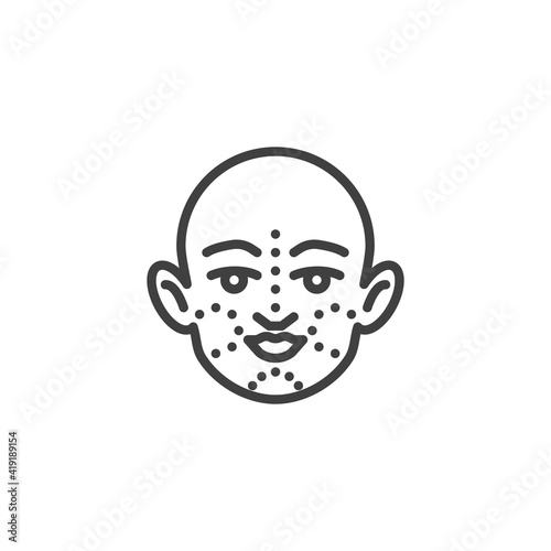 Face lift surgery line icon. linear style sign for mobile concept and web design. Face plastic surgery outline vector icon. Symbol, logo illustration. Vector graphics