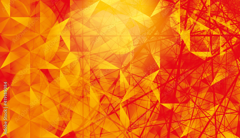 Abstract vector background. Multicolor geometric background in red, yellow, gold. Polygonal crystal structure, 3d