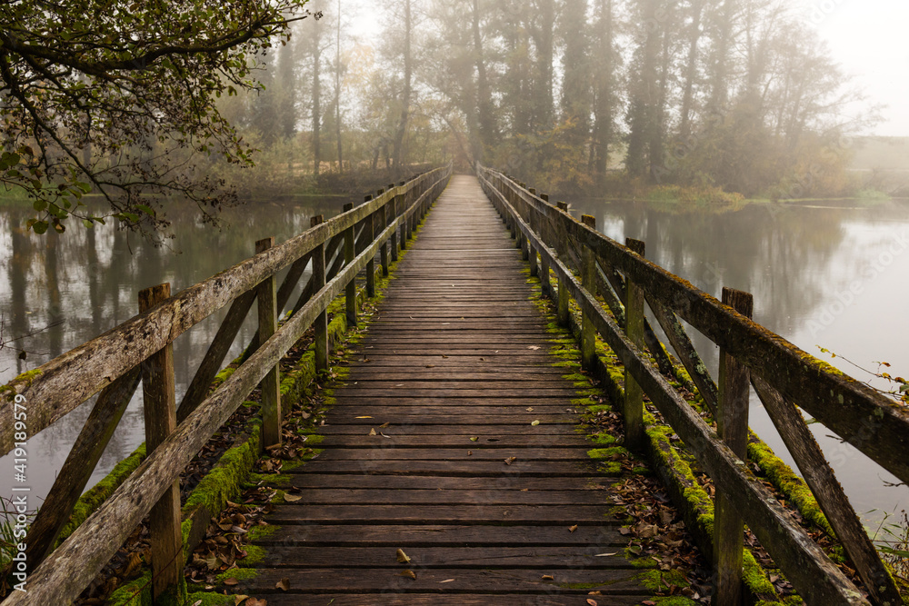 Fototapeta premium Holzbrücke im Herbst