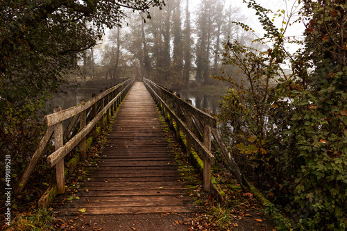 Holzbrücke im Herbst photo