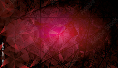 Abstract vector background. Multicolor geometric background in raspberry, pomegranate, ruby, red. Polygonal crystal structure, 3d