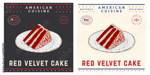 slice of Red Velvet Cake colored chocolate layer dessert