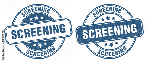 screening stamp. screening label. round grunge sign