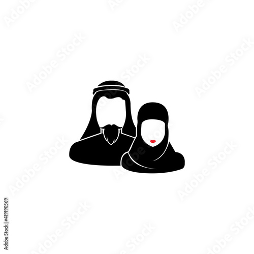 Muslim logo vector icon of Muslim couple loving islam