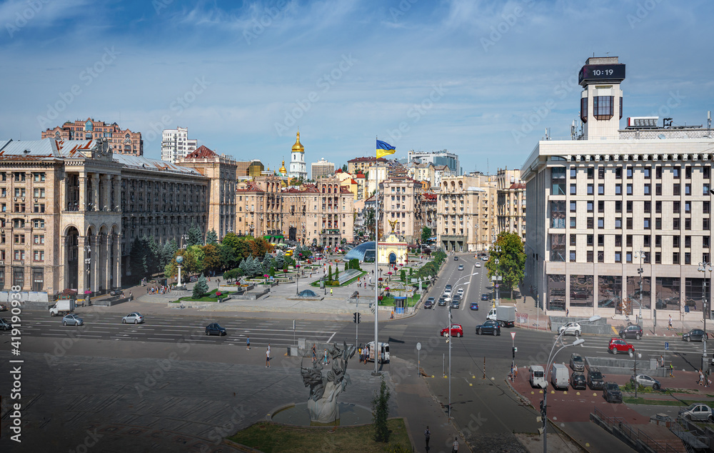 Aerial view of Independence Square - Kiev, Ukraine