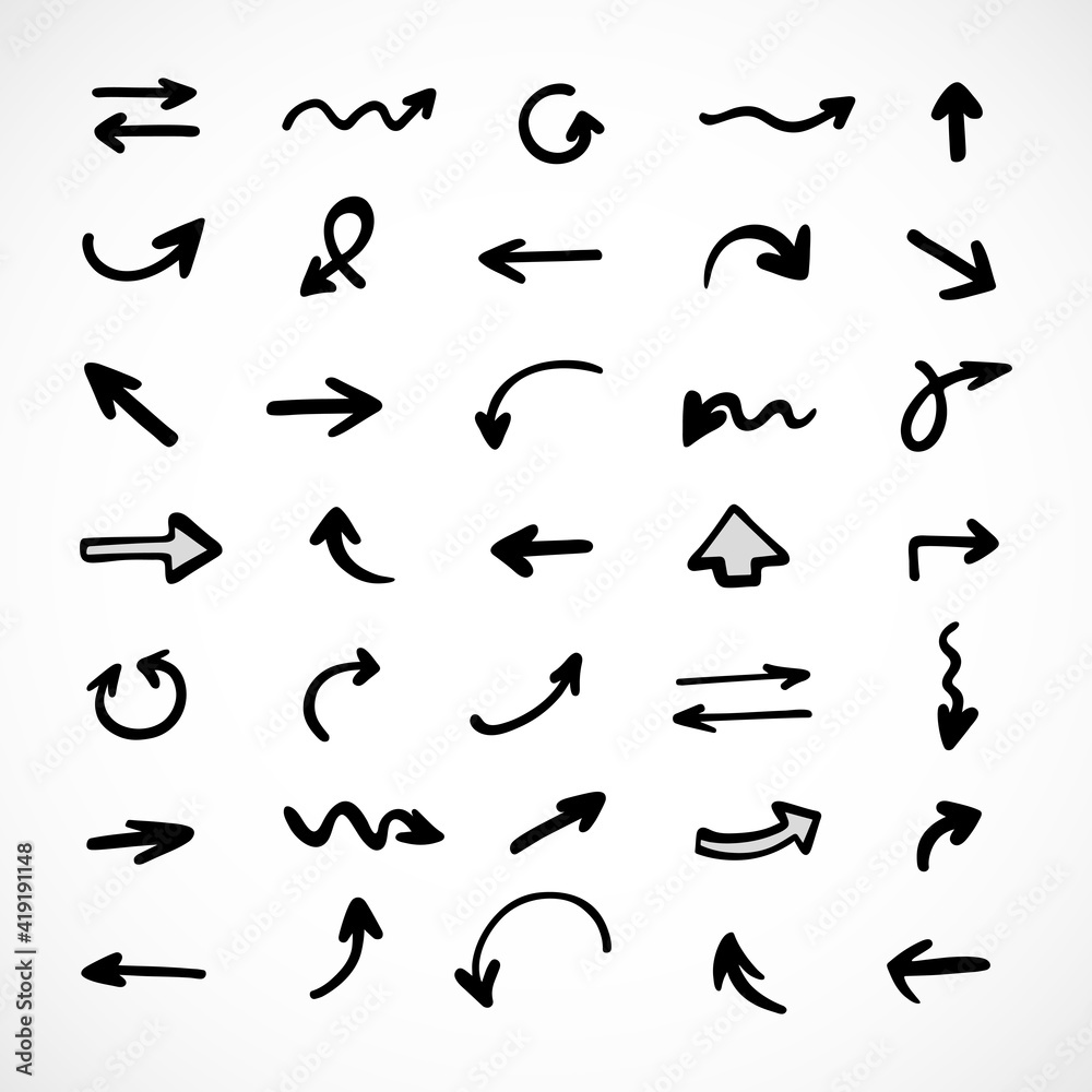Vector set of hand-drawn arrows, elements for presentation Vector set of hand-drawn arrows, elements for presentation