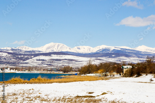 Winter landscape and view, sunlight and snow in the mountain