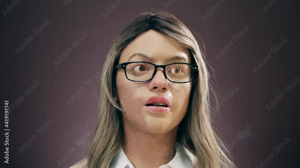 Female human-like robot expressing emotions
