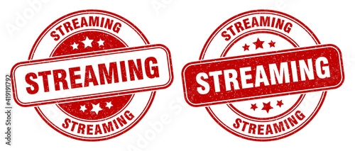 streaming stamp. streaming label. round grunge sign