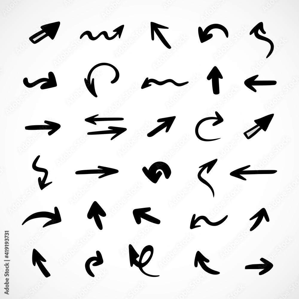 Vector set of hand-drawn arrows, elements for presentation Vector set of hand-drawn arrows, elements for presentation