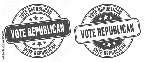 vote republican stamp. vote republican label. round grunge sign