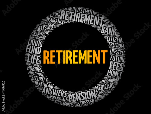 Retirement word cloud collage, concept background