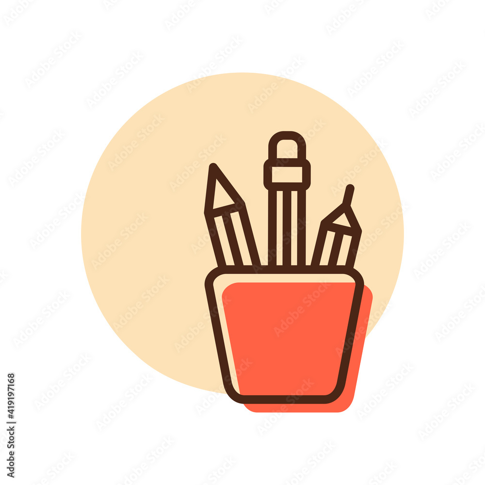 Pencil stand outline icon. Workspace sign Pencil stand outline icon. Workspace sign