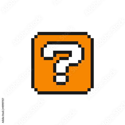 Pixel box with question icon. Clipart image isolated on white background
