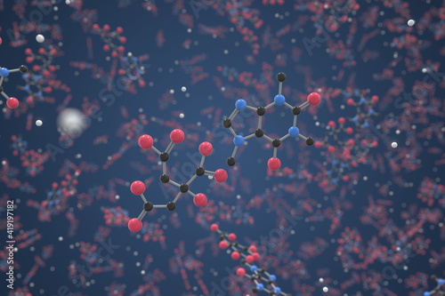Molecule of Caffeine citrate. Molecular model, science related 3d rendering