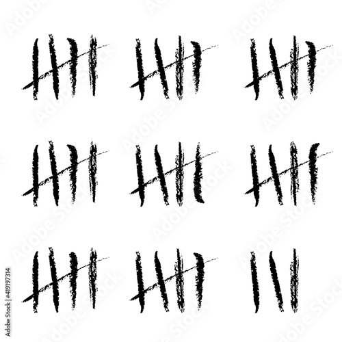 Tally marks jail scratch set. Clipart image isolated on white background