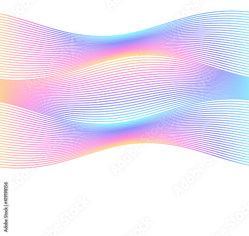 Design elements. Wave of many colors lines. Abstract wavy stripes on white background. Creative line art. Vector illustration EPS 10. Colourful shiny waves with lines created using Blend Tool