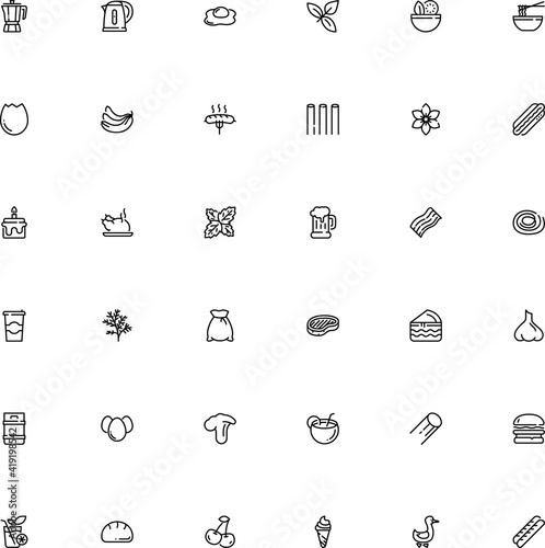 icon vector icon set such as: omelette, information, cone, pictogram, shake, banana, umbrella, turkey, lard, lifestyle, dog, beach, smoothie, rigatoni pasta shape, maker, linguine, editable stroke