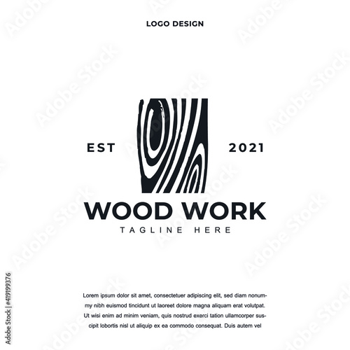 Creative Wood makers carpentry icon logo design vector illustration. Wood makers logo design color editable