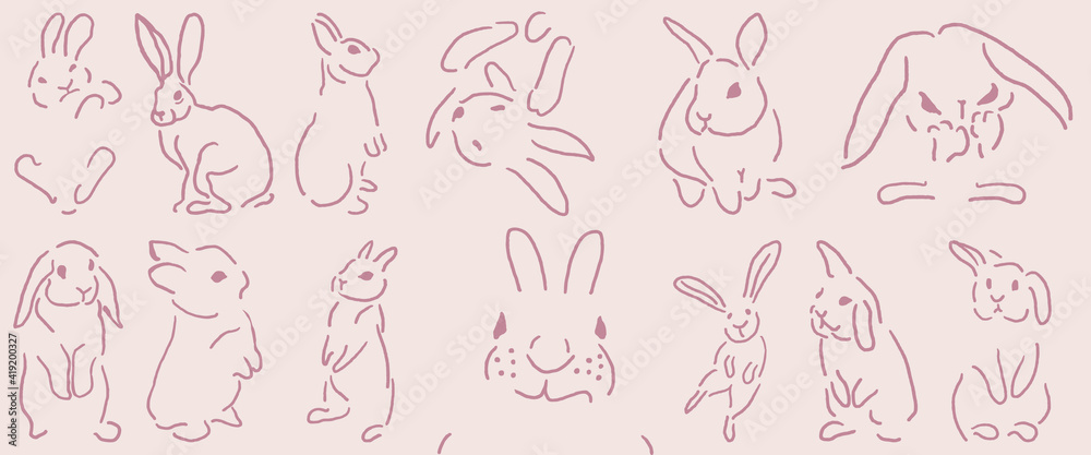 cute bunny, rabbit illustration and cartoon isolated on background for Easter day