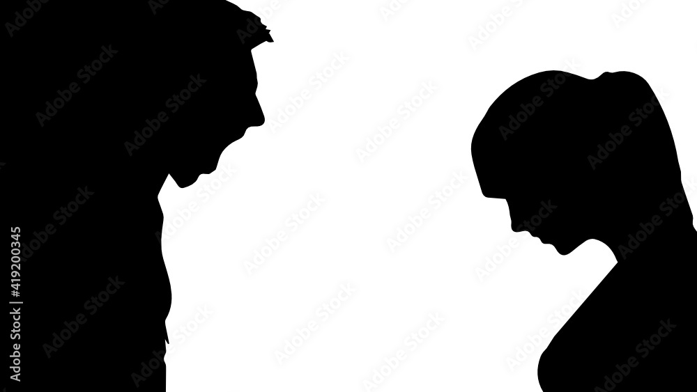 silhouette of a Man yelling at his woman
