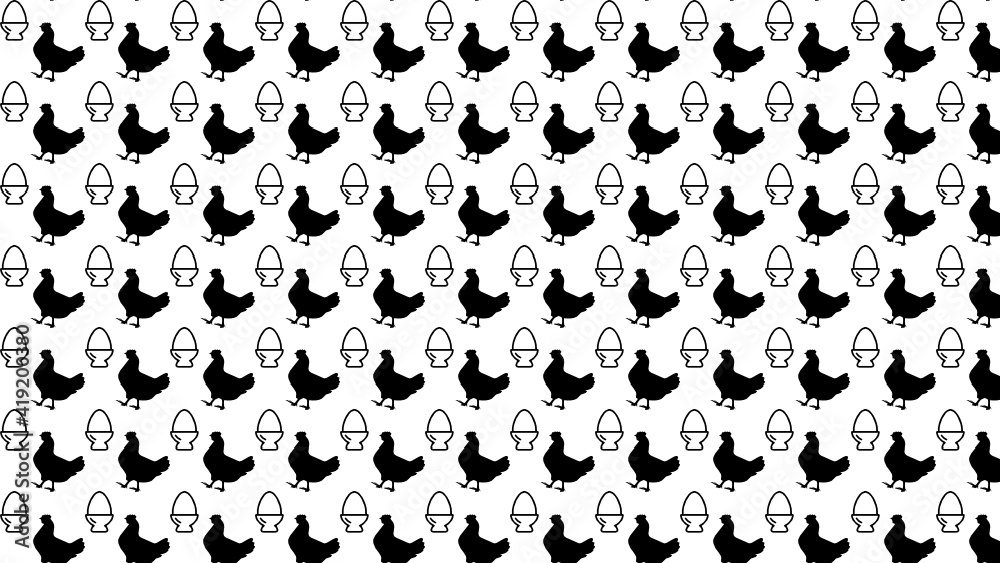 Hen and egg kitchen black and white pattern