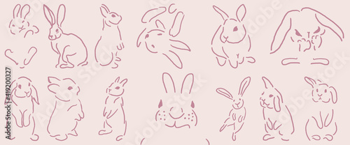 cute bunny, rabbit illustration and cartoon isolated on background for Easter day