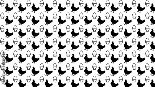 Hen and egg kitchen black and white pattern