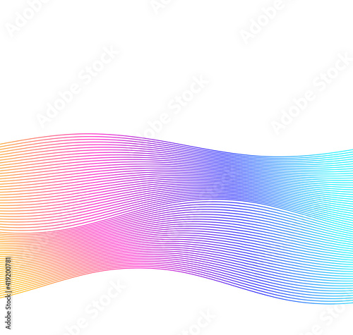 Design elements. Wave of many colors lines. Abstract wavy stripes on white background. Creative line art. Vector illustration EPS 10. Colourful shiny waves with lines created using Blend Tool