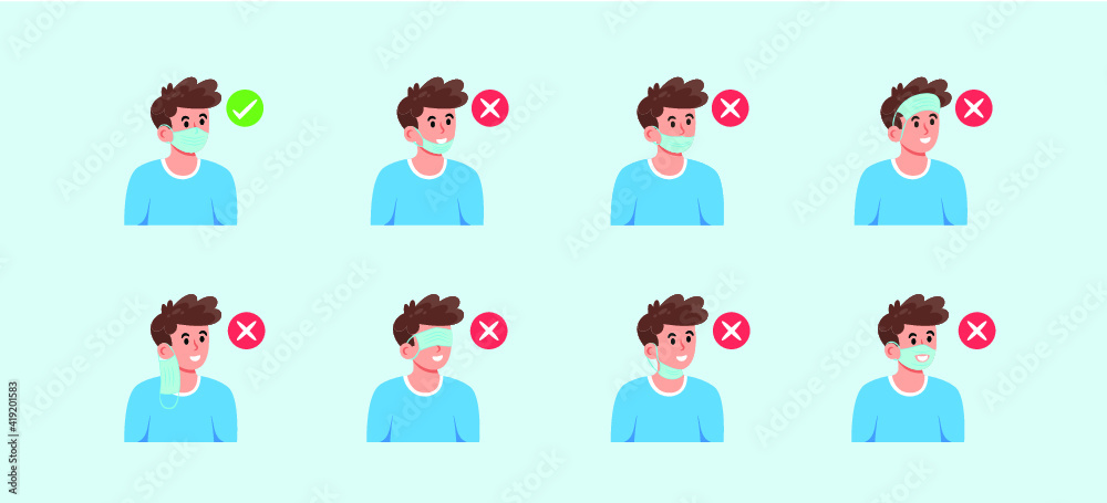 Obraz premium How to Wear Mask Character Vectors 