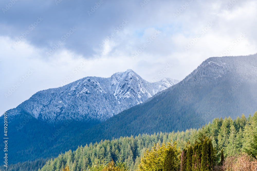 View at snow mountains in British Columbia, Canada.