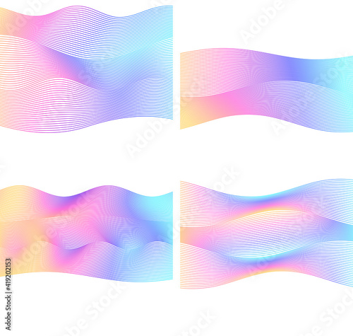 Design elements. Wave of many colors lines. Abstract wavy stripes on white background. Creative line art. Vector illustration EPS 10. Colourful shiny waves with lines created using Blend Tool