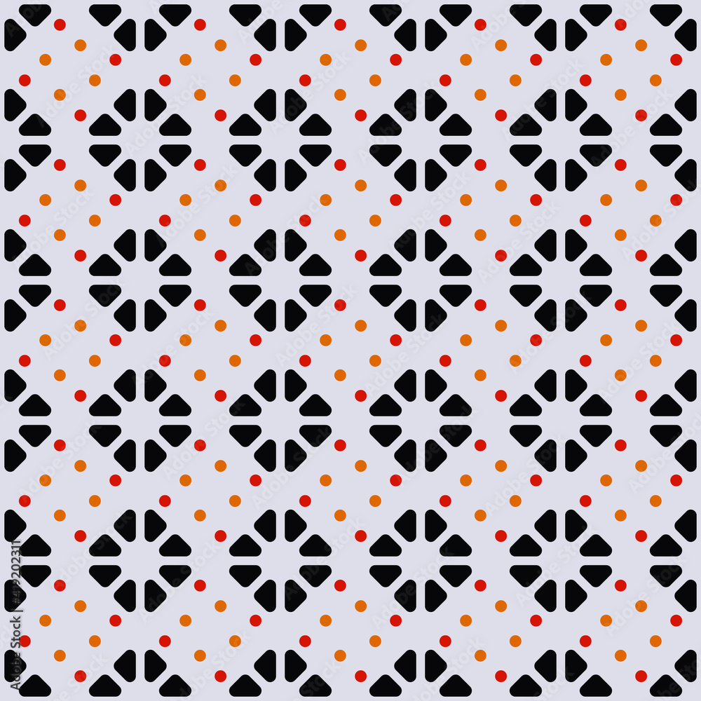 Black Ornament And Orange Dots. Vector Abstract Ornament. Black Ornament And Orange Dots. Vector Abstract Ornament.