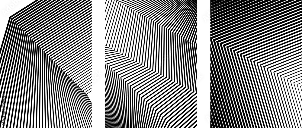 Design elements. Curved sharp corners many streak. Abstract vertical broken stripes on white background isolated. Creative band art. Vector illustration EPS 10. Black lines created using Blend Tool Design elements. Curved sharp corners many streak. Abstract vertical broken stripes on white background isolated. Creative band art. Vector illustration EPS 10. Black lines created using Blend Tool