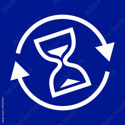 hourglass with round arrows, vector illustration 