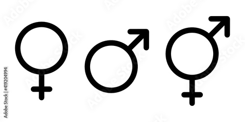 Set of vector male, female and bigender symbols