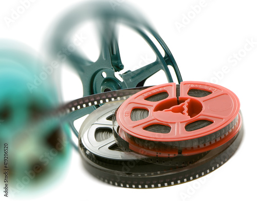 Wheels and tapes for filming with a blurry background photo