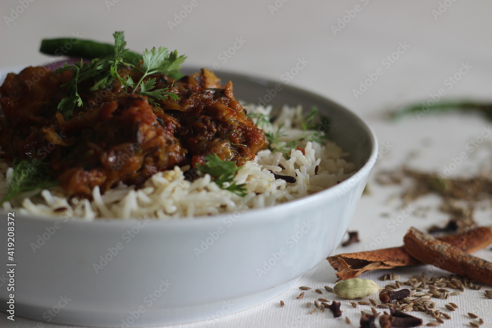Jeera rice and chicken dry roast. A simple and flavourful one pot rice