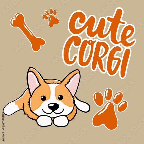 Corgi dog Cute welsh corgi vector cartoon illustration isolated on white background. Funny corgi butt modern flat design element for badges, labels, cards