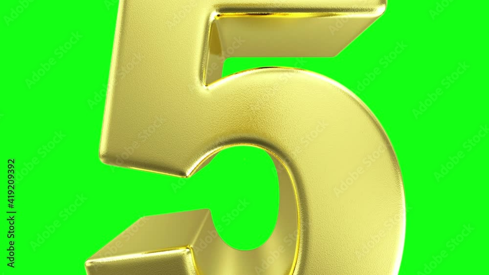 Gold Countdown Real Time Golden Numbers Countdown from 10 to 0 on Green Screen or ...