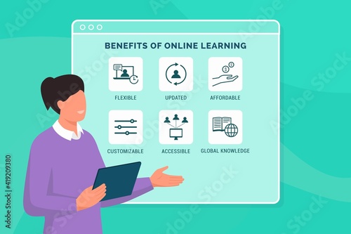 Benefits of online learning infographic