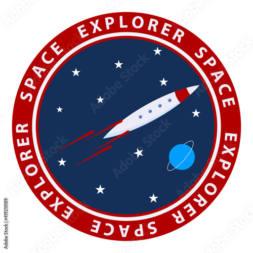 Rocket - round icon - vector. Space exploration. Mission Mars