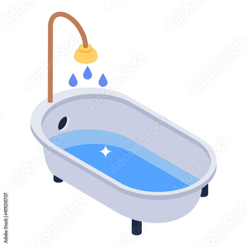 
Bathtub in trendy unique isometric icon 

