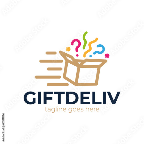 Speed Box Icon Logo Design Element. Delivery gift emblem. Pictogram, icon for design. Vector illustration