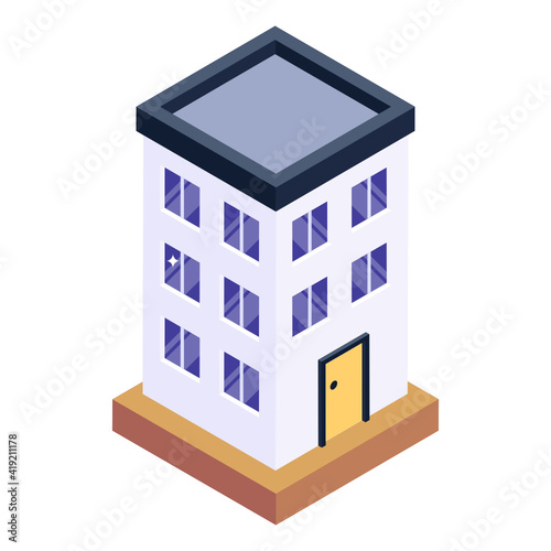 
Hostel in isometric editable icon

