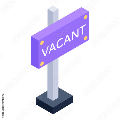 
Home vacant board in isometric style icn, editable vector 

