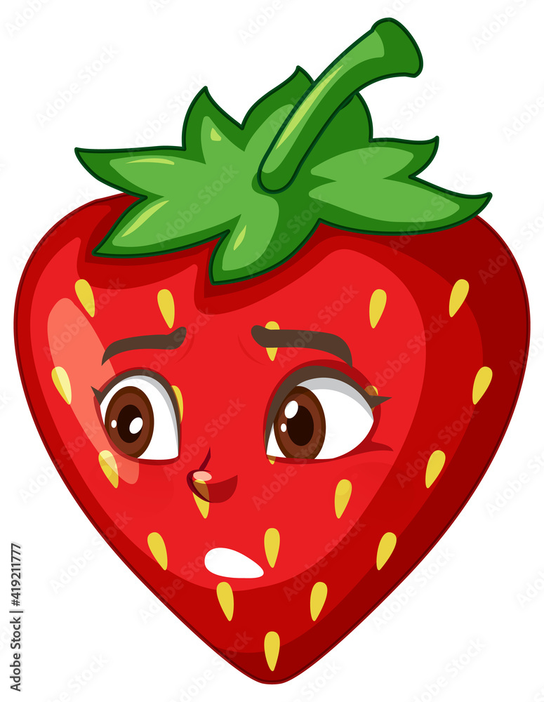 Strawberry cartoon character with facial expression Strawberry cartoon character with facial expression