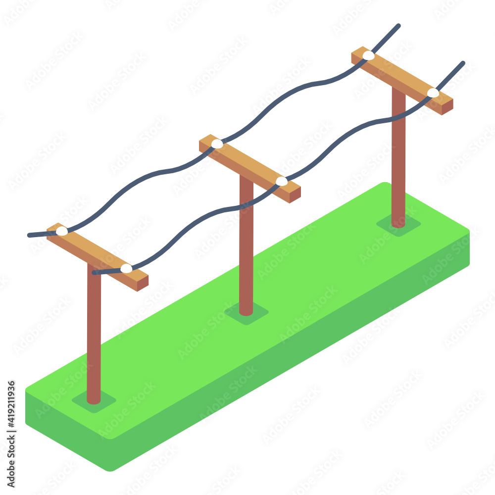 
Power poles in isometric icon, trendy vector 

