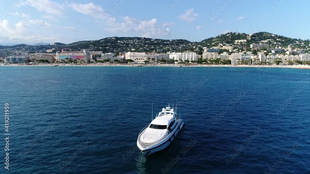 Aerial view of Cannes is a city located on French Riviera it is commune and host of the annual Film Festivalt the town is known for its association with the rich and famous high quality footage Aerial view of Cannes is a city located on French Riviera it is commune and host of the annual Film Festivalt the town is known for its association with the rich and famous high quality footage